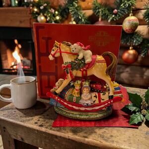 Fitz and Floyd Rocking Horse Musical Figurine New in Box Plays 'TOYLAND'